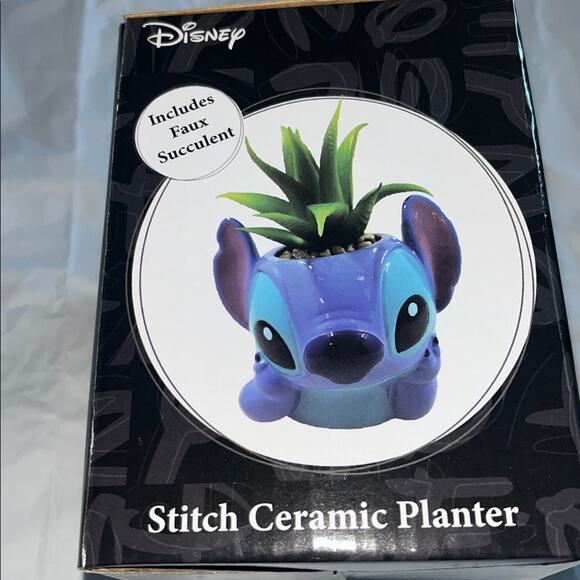 NIB Disney's Stitch Faux Succulent ceramic Planter-Lilo & Stitch planter NEW - Picture 3 of 4